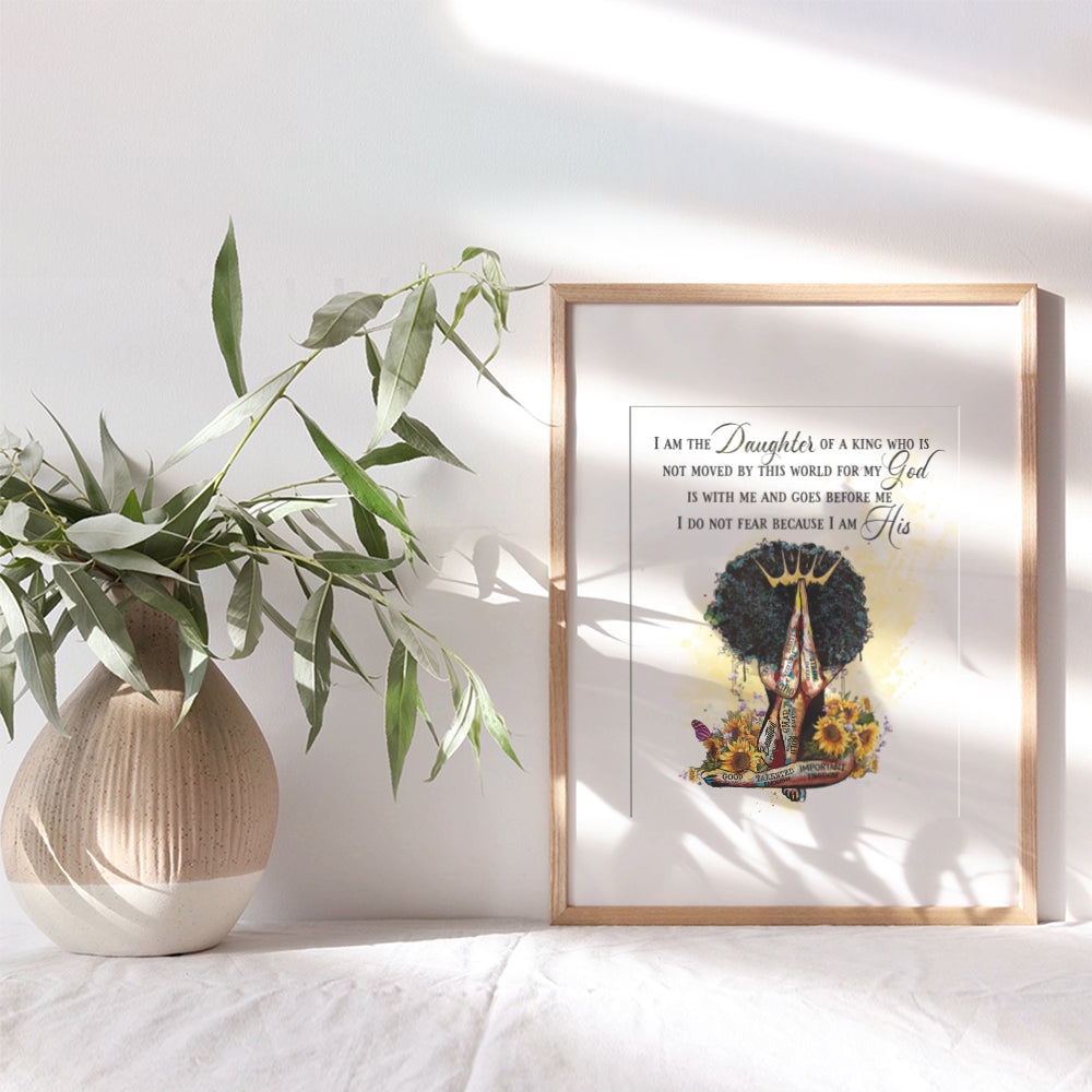 Black Woman, Religious Wall Decor - Scripture Wall Art - Christian Gifts for African American Women, Girls - God, Prayer, Faith, Bible Verse, Inspirational Quote Wall Decor for Bedroom, Living Room