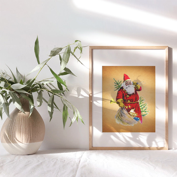 African American Santa Clause - Black Wall Art - Vintage Rustic Christmas Decor - Xmas Decorations - African American Art - Holiday Decorations - Black History Picture Print