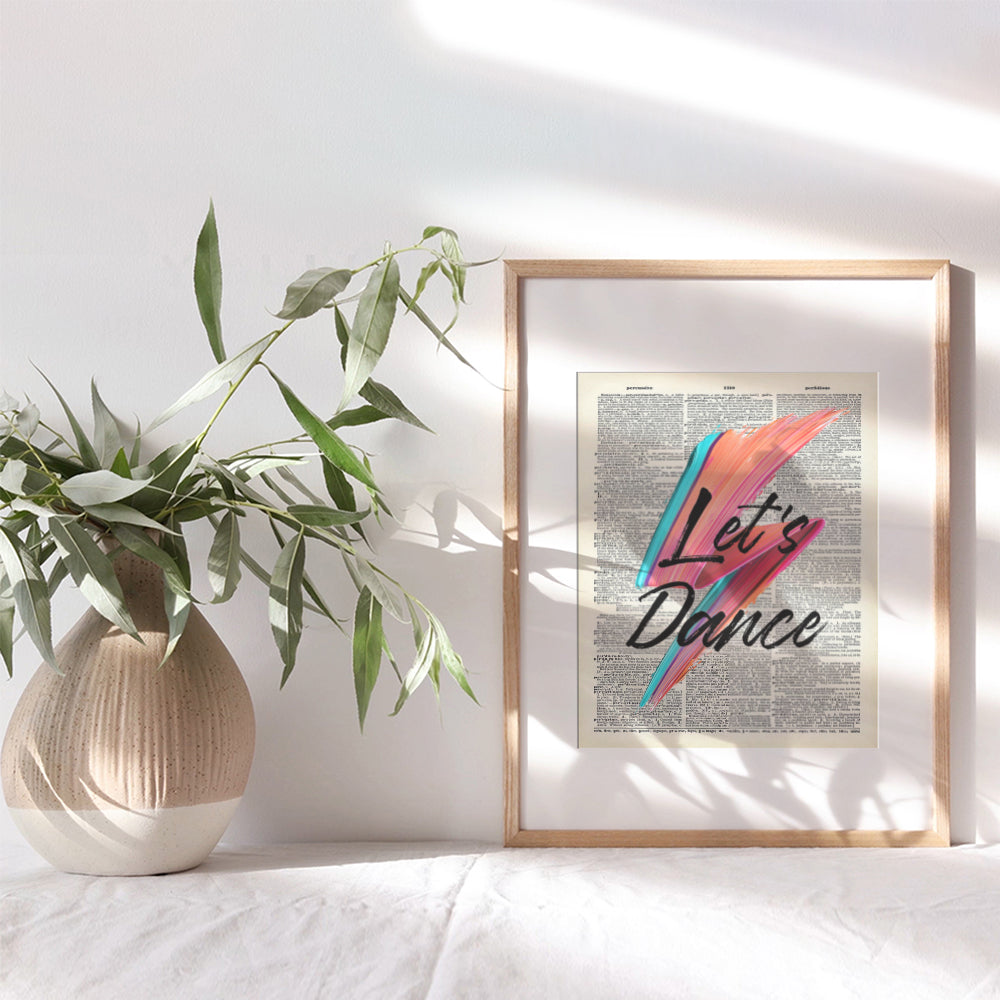 Let's Dance Poster Print - 8x10 Dictionary Wall Art Decor, Home Decoration for Bedroom, Bathroom, Living Room - Cool Unique Gift for Women, Men, 80s Music, Punk Rock Fan