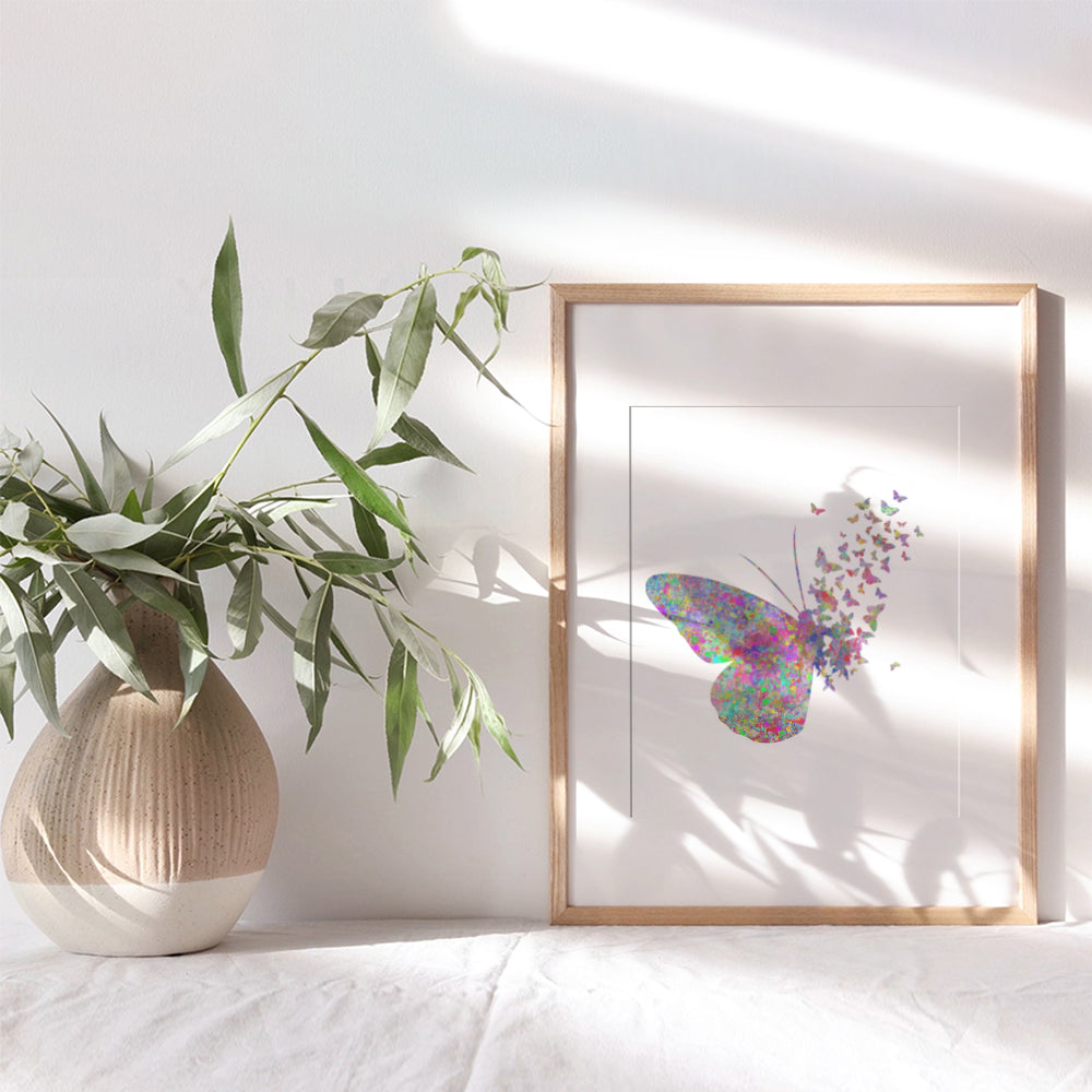 Butterfly Watercolor Style Wall Art Decor Picture for Nursery, Baby, Kids, Women, Girls, Room, Bedroom - Modern Home or Apartment Decoration or Great Gift - 8x10 Contemporary Photo Poster Print