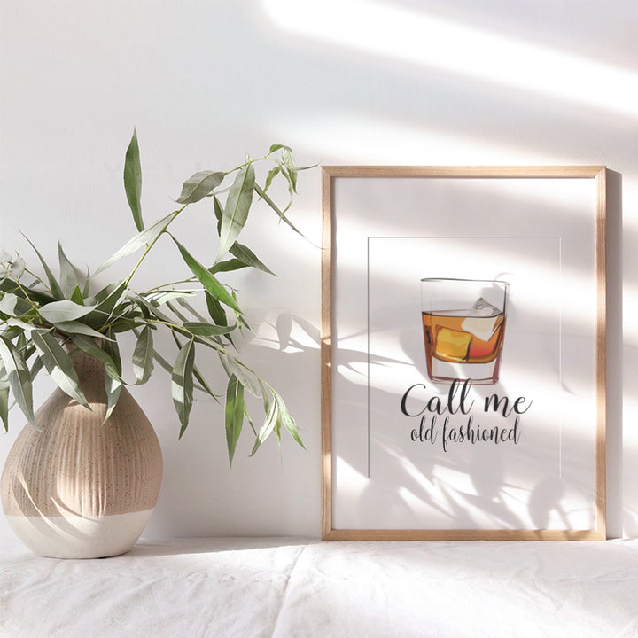 Whiskey Bar Decor - Cocktail Wall Art - Unique Bartender Gift - Call Me Old Fashioned - Funny Typography Poster - Home Decoration for Kitchen, Dining Room - UNFRAMED 8x10 Typography Poster Print