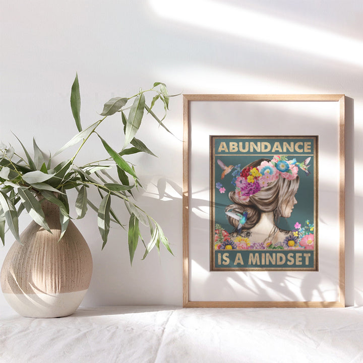 Inspirational New Age Wall Art - Abundance Zen Wall Decor - Boho Wall Decor - spiritual Living room Bedroom Decor for Women - Inspiration Boho-chic Hummingbirds - Motivational poster 8x10 UNFRAMED