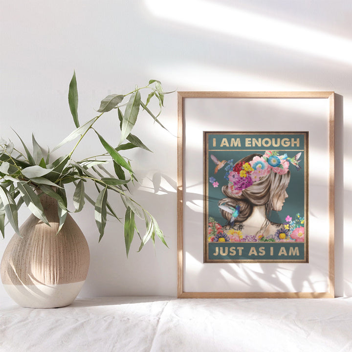 Positive Affirmations Wall Decor - Positive Quotes Wall Decor - Zen Wall Decor - Inspirational Wall Art - Motivational poster - Women Girls Bedroom Teens Room - Boho-chic - I Am Enough Daughter Gifts