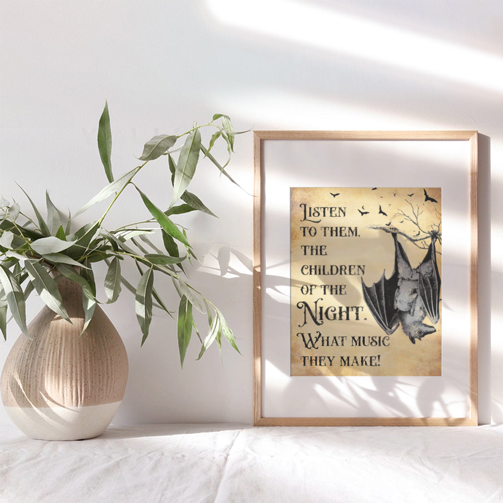 Vampire Bat Creepy Spooky Bram Stoker Dracula Quote - Gothic Home Decor, Medieval Wall Art - Vintage Rustic 8x10 Poster Print for Home - Gift for Steampunk, Victorian, Renaissance Faire Fan