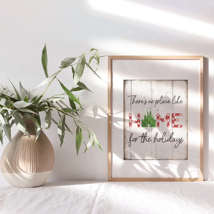 World, Christmas decoration Wall Art - Castle Xmas Decor and Great Holiday Party Secret Santa or Grab Bag Gift - Vintage, Rustic, Shabby Chic Farmhouse Style Poster print