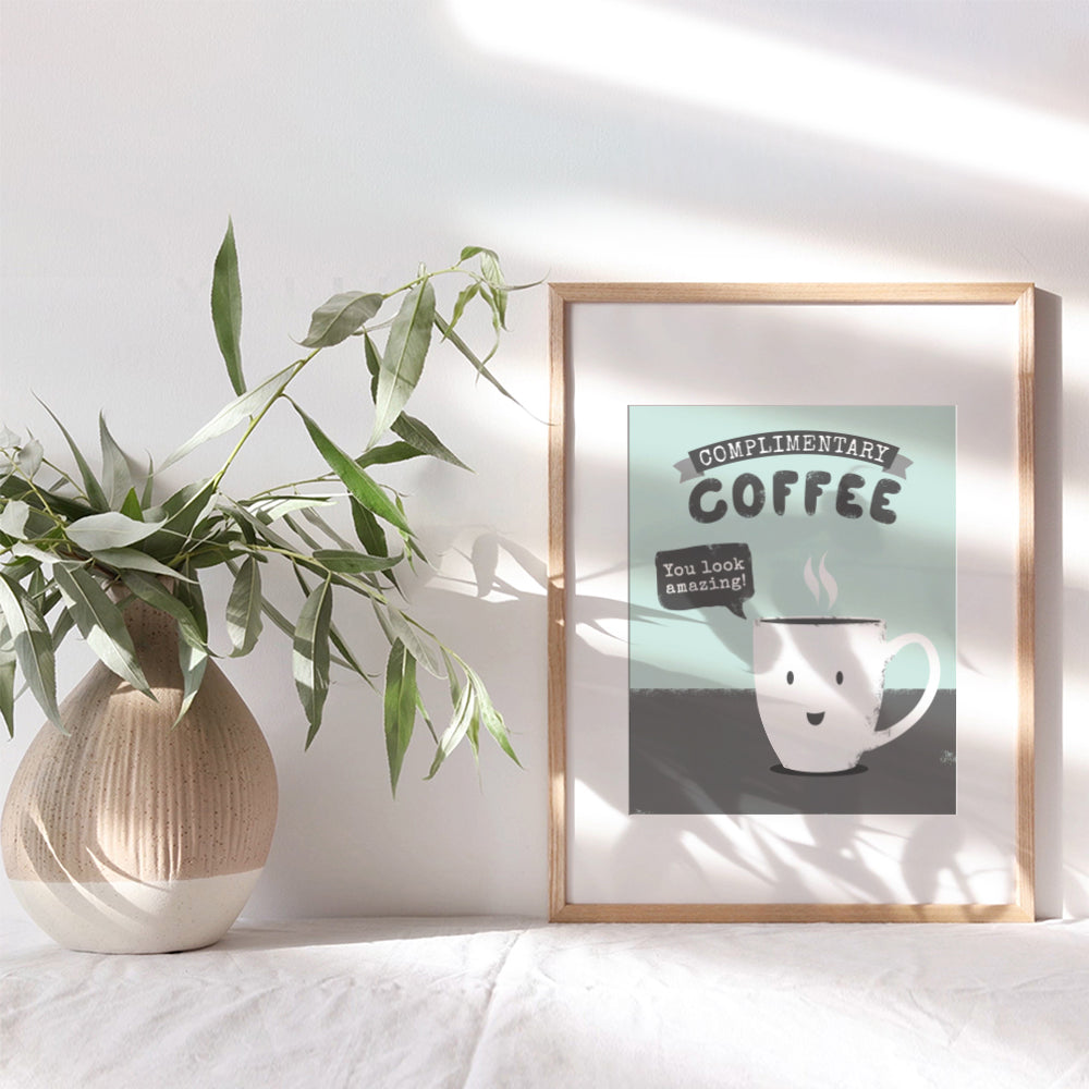 Coffee Sign Wall Decor and Kitchen Art - 8x10 Poster Print for Coffee Bar, Home, Office or Apartment Decoration, Cafe or Shop - Funny Typography Sign - Cool Unique Gift for Java Fan - Unframed Picture