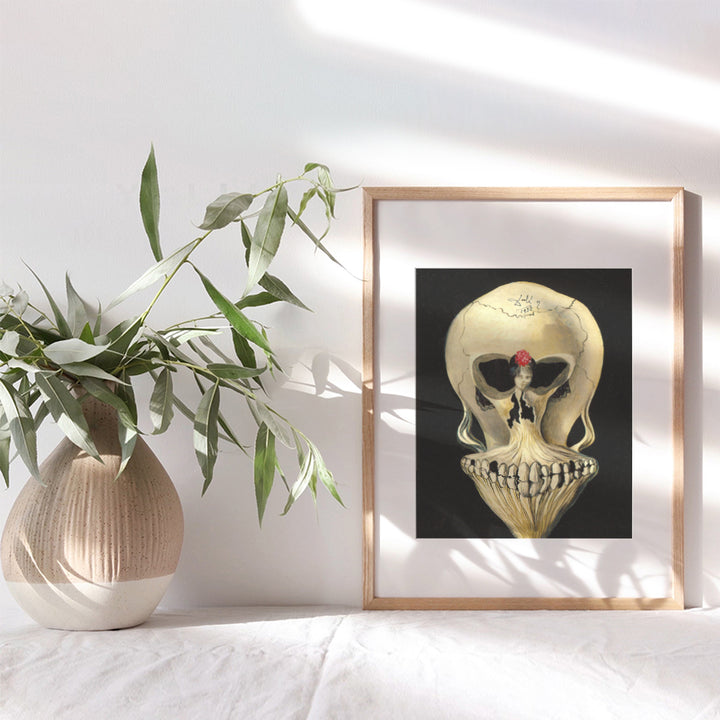 Salvador Dali Skull Wall Art & Decor - Aesthetic Room Decor - Gallery Wall Art - Goth Gothic Home Decor - Salvador Dali Prints - Creepy Hipster Surrealism Wall Art - Museum Poster - Optical Illusion