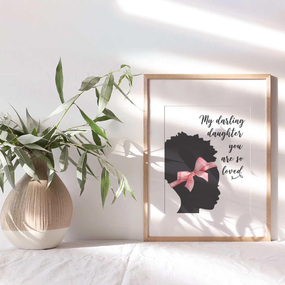 African American Girls Room Decor - Black Girls Bedroom Decor - Wall Art for Little Girls, Toddler Girls, Baby Girls Bedroom, Kids Room - Daughter Gifts -Cute Afro American Home Decoration