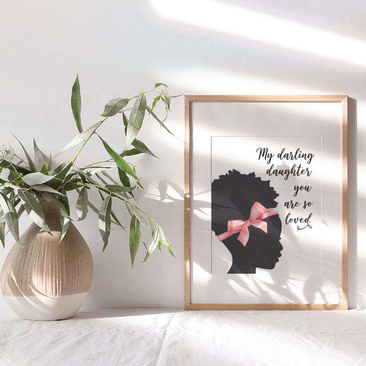 African American Girls Room Decor - Black Girls Bedroom Decor - Wall Art for Little Girls, Toddler Girls, Baby Girls Bedroom, Kids Room - Daughter Gifts -Cute Afro American Home Decoration