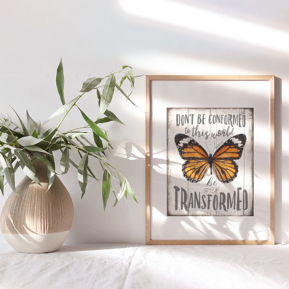 Motivational Butterfly Wall Art Poster - 8x10 Rustic Home Decor, Decoration for Bedroom, Bathroom, Office, Living Room - Inspirational Cute Gift for Women, Woman, Teen Girls - UNFRAMED Picture Print