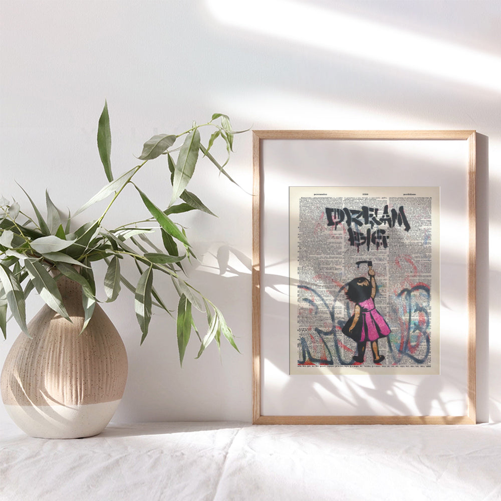 Motivational Graffiti Dictionary Art for Room Decorations, Home, Apartment or Office Decor - Upcycled Wall Art Poster Print Photo - Unique Modern Street Art and Gift for Women Entrepreneurs