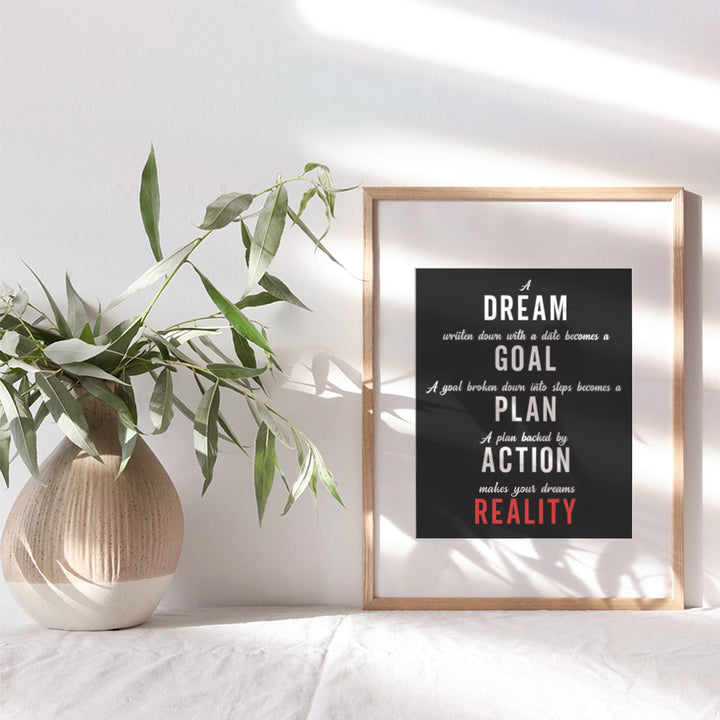 Motivational Wall Art Print - Great Home Decor for Office, Bedroom, Kids, Childrens, Den - Great Inspirational Gift - 8x10 - Dream Goal