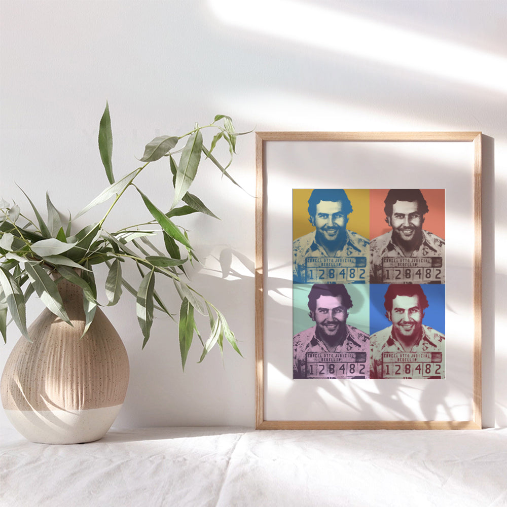 Pablo Escobar Mugshot, Modern Pop Art Wall Decor - 8x10 Contemporary Andy Warhol Style Decoration for Dorm Room, Apartment, Teens Room, Man Cave - Unique Contemporary Home Decor and Great Gift