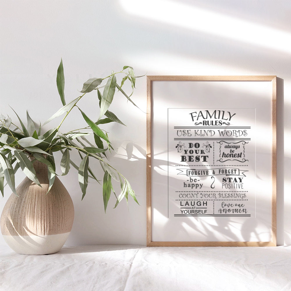 Family Rules Wall Decor - Family Rules Wall Art - Girls Room Wall Decor - Boys Room Decor - Wall Decor for Boys - Kids Wall Art - Family Room Decor - Inspirational Positive Quotes