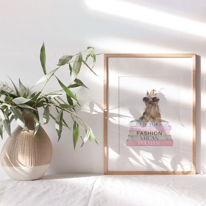 LV Wall Decor - Glam Wall Decor - Fashion Wall Art - Luxury High Fashion Room Decor, Home Decoration for Bedroom, Living Room - Yorkie, Yorkshire Terrier, Puppy, Dog Lovers Gifts for Women, Girls