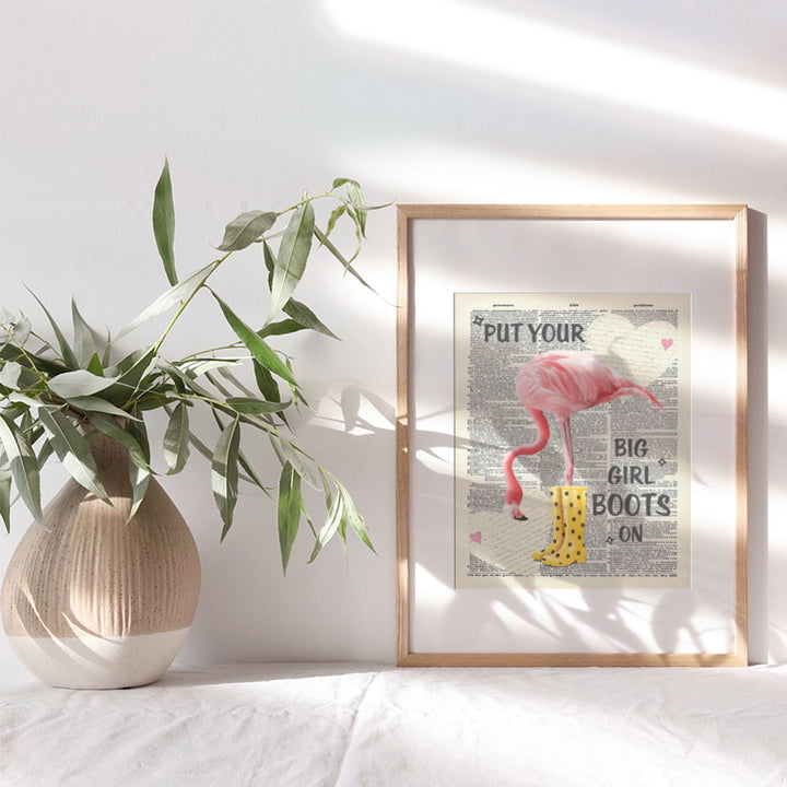 Cute Dictionary Wall Decor for Bedroom - Funny 8x10 Photo Poster - Girls, Kids Room Wall Art Decoration, Home Decor - Chic Motivational Gift for Women - Unframed Picture Print - Tropical Flamingo