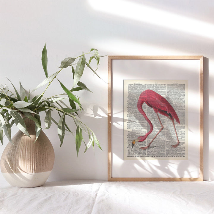 Flamingo Decor - Flamingo Wall Art - Tropical Wall Decor - Tropical Wall Art - Dictionary Art - Room Decorations For Bedroom, Living Room, Bathroom, Office - Flamingo Gifts for Women