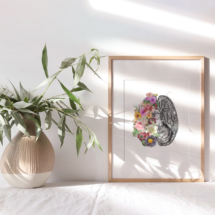 Contemporary Vintage Medical Brain Wall Art Decor Poster - Modern Apartment, Home or Room Decoration for Bedroom, Bathroom, Doctors Office, Clinic - Gift for Nurse, PA, Dr, Neurologist - 8x10 Picture