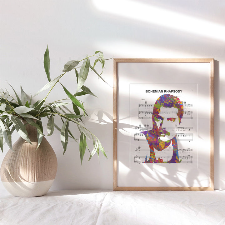 Freddie Mercury Poster - 8x10 Bohemian Rhapsody Poster - Freddie Mercury Merchandise - Queen Sheet Music - 80s Pop Music Gifts - Wall Art Decor