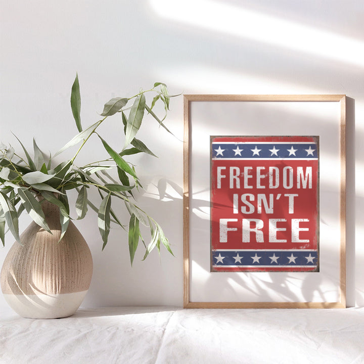 Military Wall Decor - Patriotic Wall Decor - American Flag Wall Art - Gift for Veterans, Vets, Marine Corps, Army, Air Force, Navy, Coast Guard, Men, Women - 8x10 USA Plaque Sign - Unframed