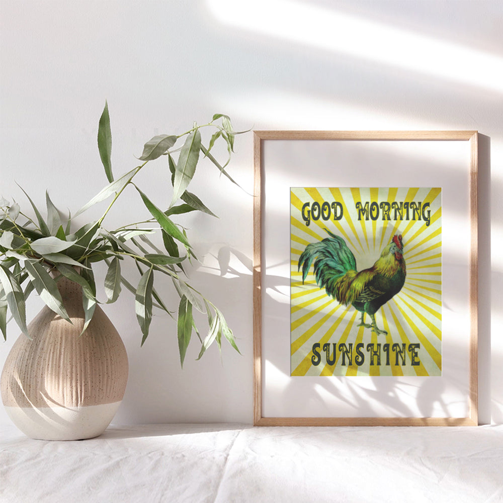 Rooster Kitchen Decor - Cafe Wall Decor - Dining Room Decor - Rooster Decor - Retro Kitchen Decor - Good Morning Sunshine - Restaurant Decor - Vintage Kitchen Decor - Yellow Kitchen Decor