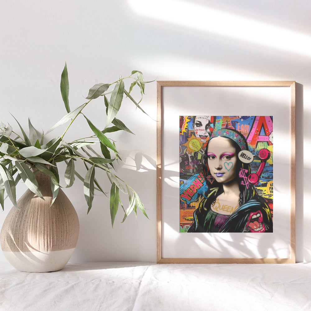 Mona Lisa Graffiti Wall Art - Pop art Wall Decor Poster - Colorful Trendy Wall Decor - Modern Wall Decor - Andy Warhol Style Funky Wall Art - Chic Living room Decor - Cool Wall Art, Retro Wall Art