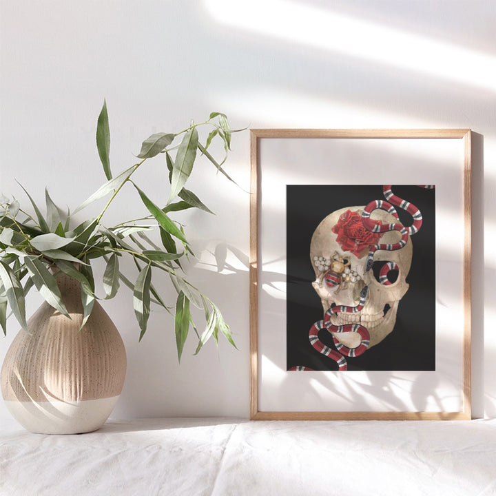 Poster of Wall Art - Gothic Skull Wall Decor - Snake Picture - Glam Print for Room or Home Decoration - Fashion Design - Designer Gifts for Women, Wife, Her, Teens, Girls - Glamour Couture