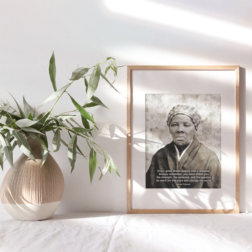 Black African American Civil Rights Wall Art Print - Harriet Tubman Motivational Quote Home Decor or Office Decoration - Inspirational Gift for Entrepreneur, Classroom, Teacher - 8x10 Photo Poster