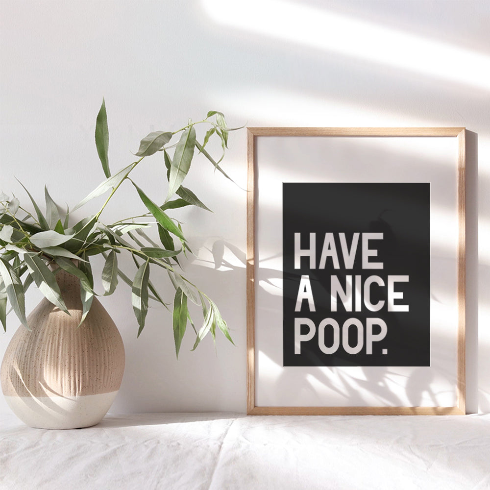 Humorous Bathroom Art Print - Funny Typography Home Decor and Room Decoration for Bath - Unframed - 8x10 - Have a Nice Poop