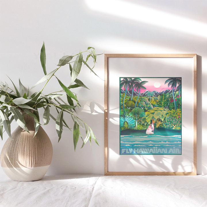 Vintage Hawaii Travel Wall Art Print - Tropical Home Decor for Lake or Beach House, Living Room, Bedroom, Kitchen, Bathroom - Makes a Great Gift - 8x10 Photo - Unframed