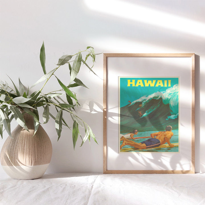 Hawaii Wall Decor - Surfing Wall Art - Surf Decor - Hawaiian Wall Decor - Tropical Wall Decor - Hawaiian Wall Art - Ocean Wall Decor - Vintage Travel Posters - 8x10 Picture