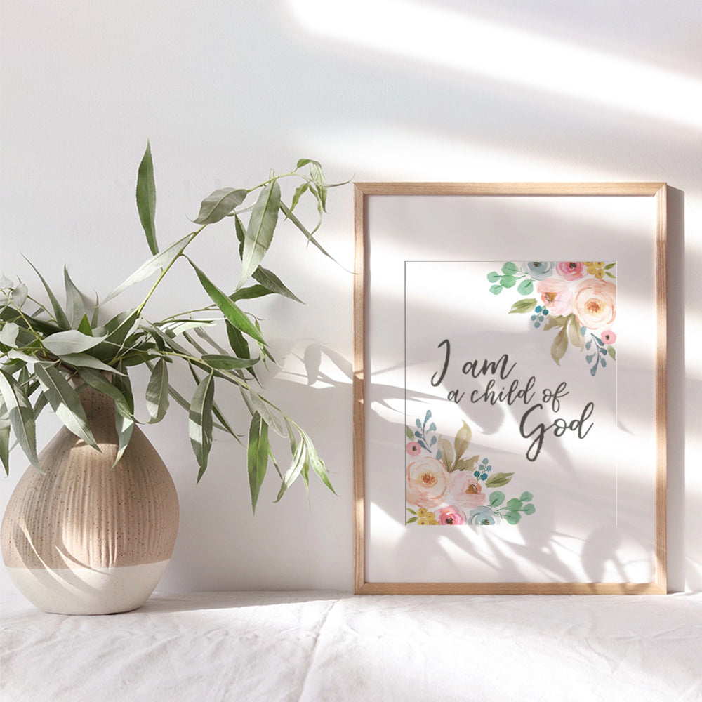 Child of God - Bible Verse Wall Art - Childrens Religious Wall Decor - Christian Gifts for Women - Scripture Wall Decor for Kids Bedroom, Girls, Boys Room - Inspirational Quotes Wall Art