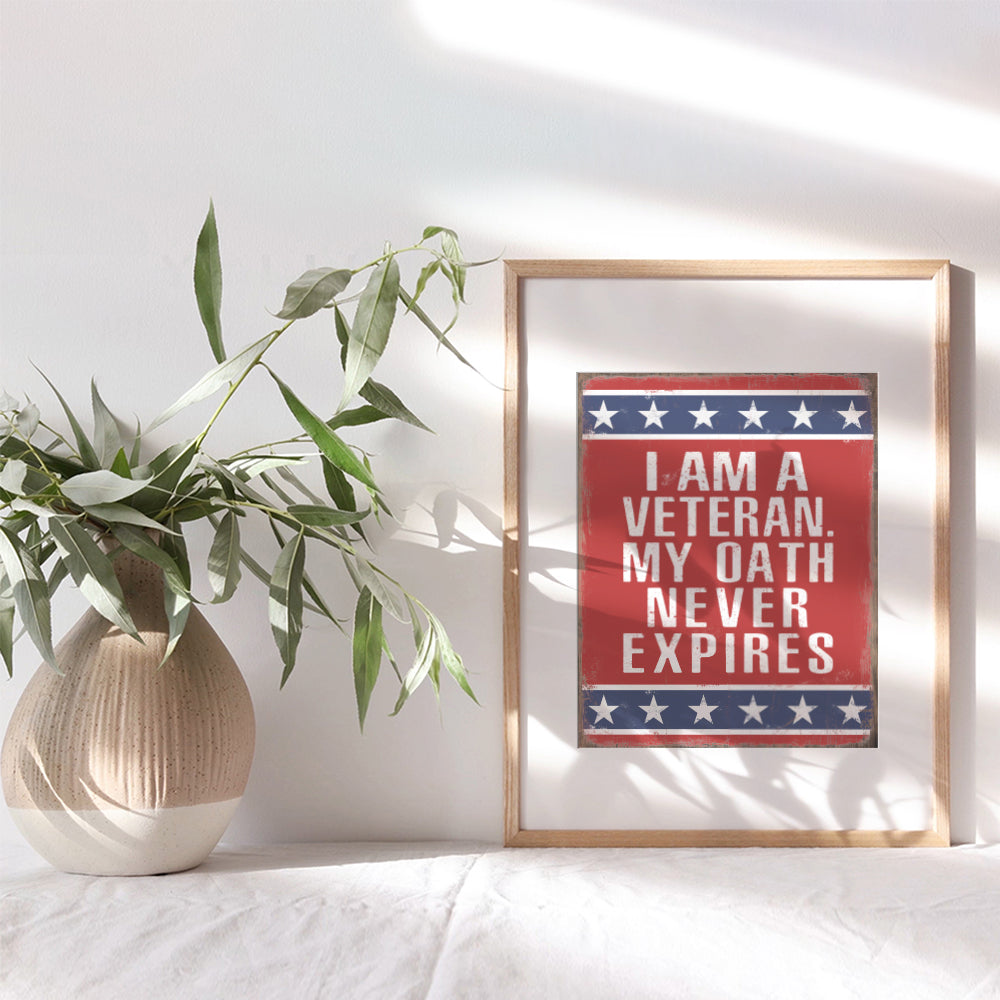 Patriotic American Flag Home Decor, Room Decoration - USA Wall Art - Gift for US Military Veteran, Soldier, Army, Marine, Air Force, Navy, Vet, Men, Women - Rustic Americana Poster Sign Plaque