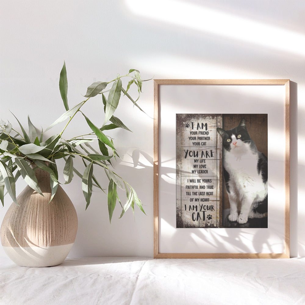 I Am Cat Wall Art - Cute Cat Rustic Farmhouse Decor - Cat Gifts for Women, Cat Mom, Cat Dad, Cat Lover - Shabby chic Animal Theme positive Quotes Wall Decor - Cute Cat Themed Boho Aesthetic Room Decor