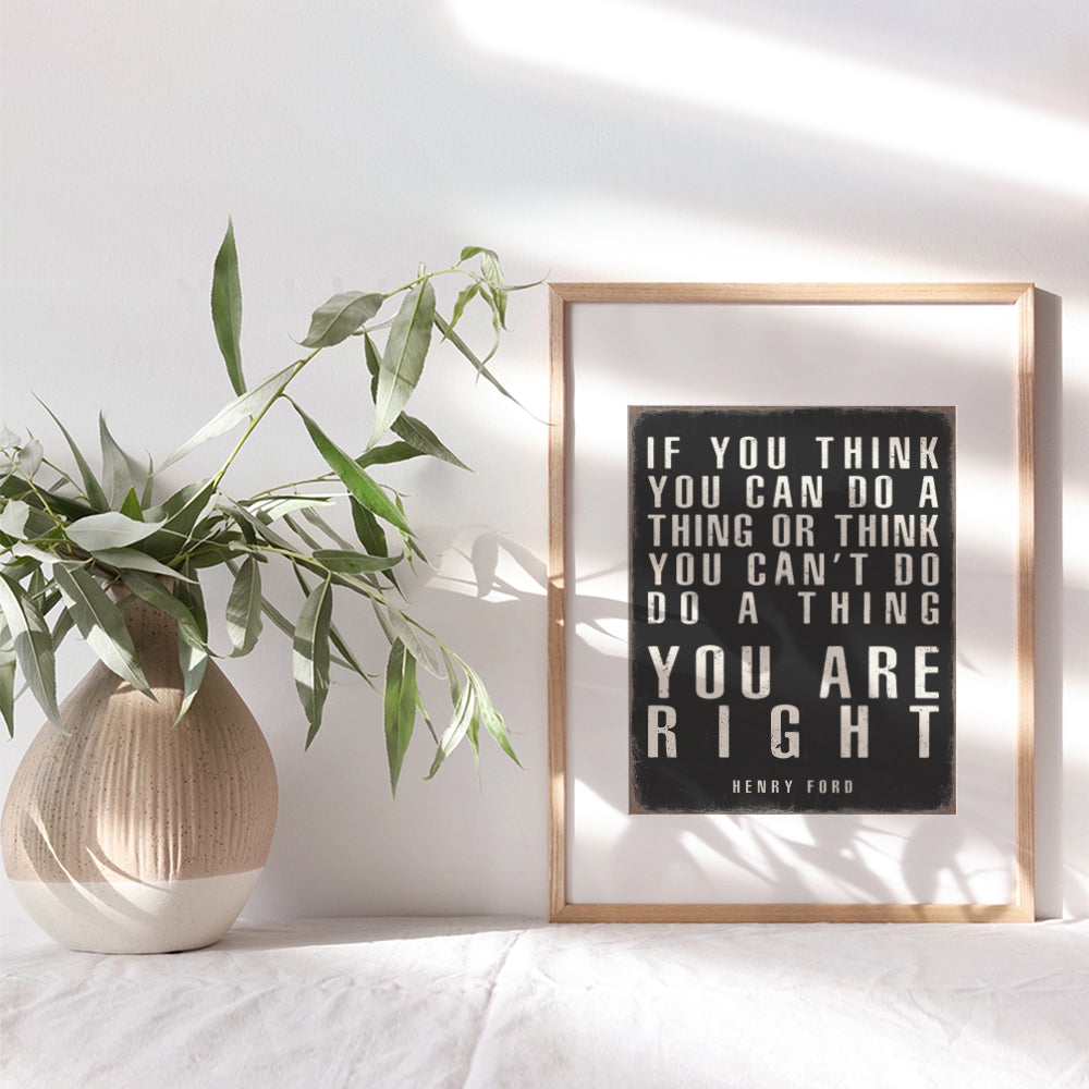 Inspirational positive Quotes Wall Decor - Motivational Black Office Decor - Henry Ford Typography Wall Art - Personal Growth Mindset Poster for Gym - Motivation Entrepreneur Gifts for Men, Women