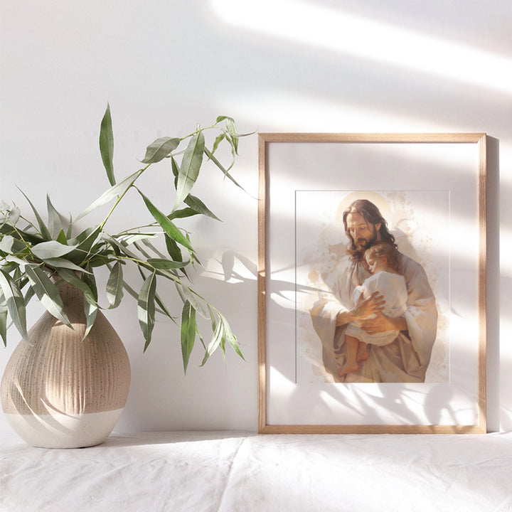 Jesus Christ Christian Wall Art & Decor - Nursery Baby Room Decor - Christian Art - Kids Wall Decor, Bedroom Decor - Inspirational Religious Decor - spiritual Gifts for Women - positive God Wall Decor