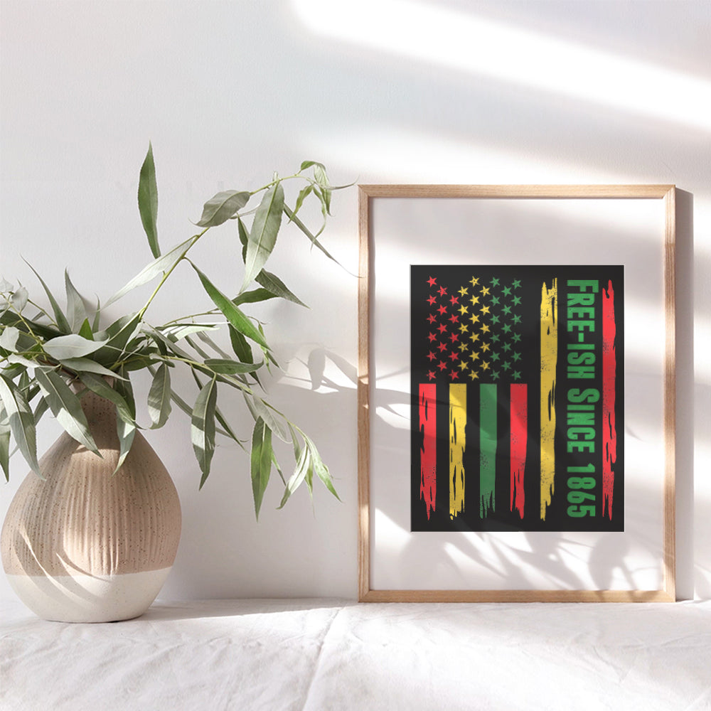 Juneteenth Flag Wall Art - Black Culture - Black Art - African American Wall Decor - Black Power - Afro American Flag - Black History Month - Black Pride Poster 8x10