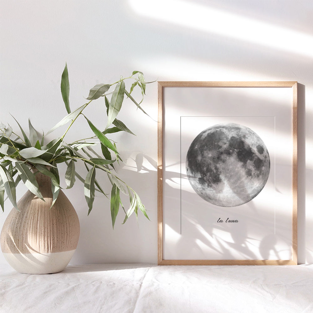 La Luna - Full Moon Decor - Moon Wall Art - Moon Wall Decor - Picture Photo - Unique Astronomy Gifts - Lunar Wall Art