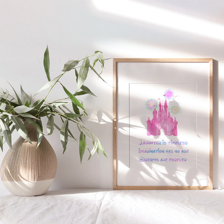 Quote Wall Art Poster Print - 8x10 Castle Cute Pink Girls Room, Bedroom Decoration, Home Decor - Inspirational Motivational Gift for Kids and Women - 8x10 Unframed Photo print