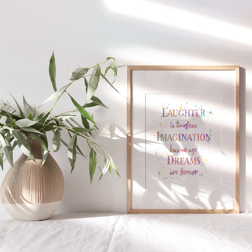 Laughter Inspirational Quote Home Decor - Dreams 8x10 Wall Art Decoration Poster print for Baby, Boy, Girl or Kids Bedroom, Nursery, Office, Living Room - Gift for Fans