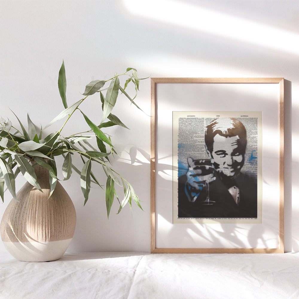 Banksy Leonardo DiCaprio Poster Wall Art Print - Unique Home Decor for Bar, Kitchen, Office - Congratulations Gift for Bachelor Party Celebration - 8x10 Photo Unframed