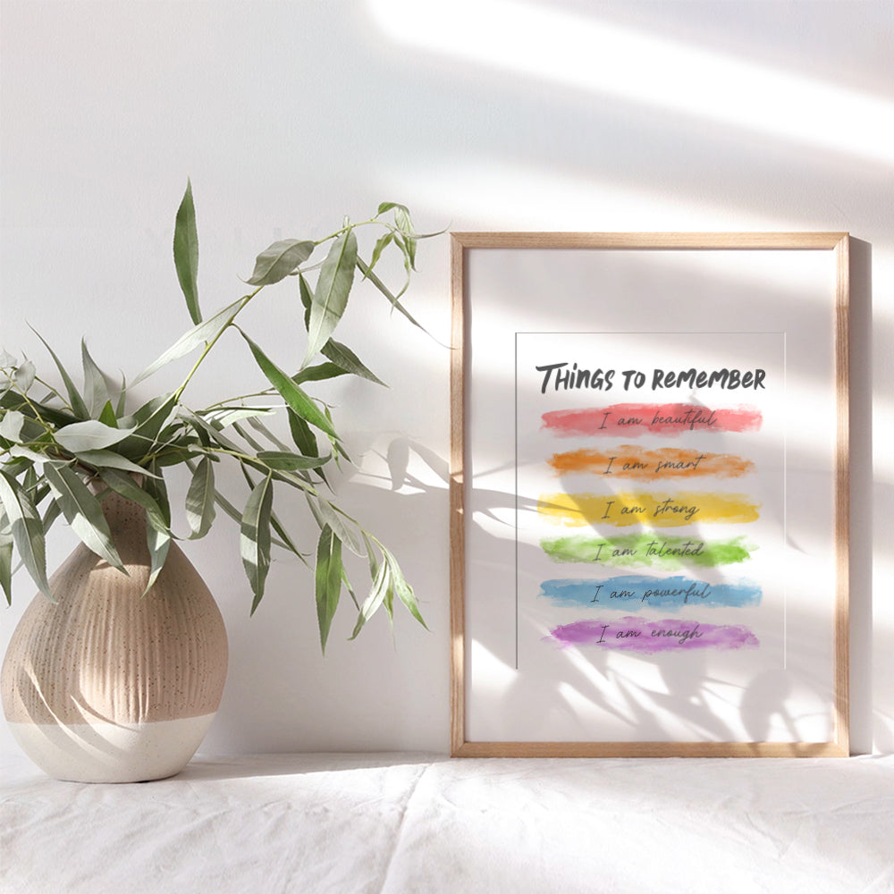 Positive Affirmations Wall Art - Inspiration Quotes Saying Wall Art - Encouragement Gift for Woman Girls Daughter BFF Best Friend - I Am Motivation Poster - Home Office Bedroom Bathroom UNFRAMED 8x10