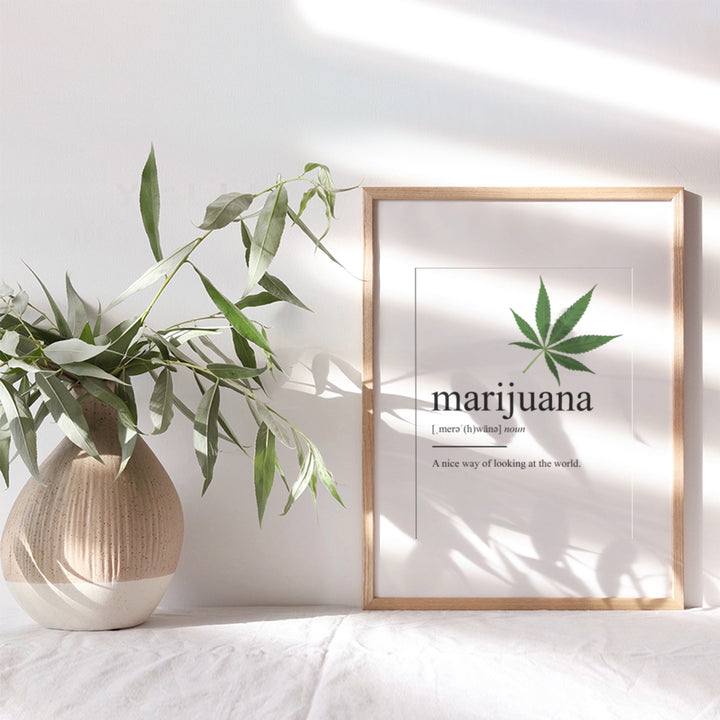 Marijuana Definition Wall Decor Picture Print - Funny 8x10 Room Decoration for Home, Apartment, Dorm, Bedroom - Gift for Pot, Weed, Ganja, Cannabis, CBD Fans, Potheads - Contemporary Art Poster