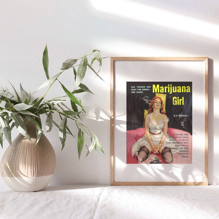 Marijuana Girl Vintage Wall Art Print - 8x10 Unframed Photo - Gift for Weed, Pot, Ganja, Blunt, Cannabis, CBD, Potheads - Unique Home Decor