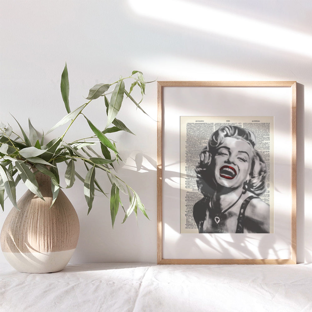 Marilyn Monroe Wall Art - Marilyn Monroe Wall Decor - Banksy Wall Art - Graffiti Wall Art - Banksy Poster - 8x10 Dictionary Art - Classic Movies - Vintage Movie Poster