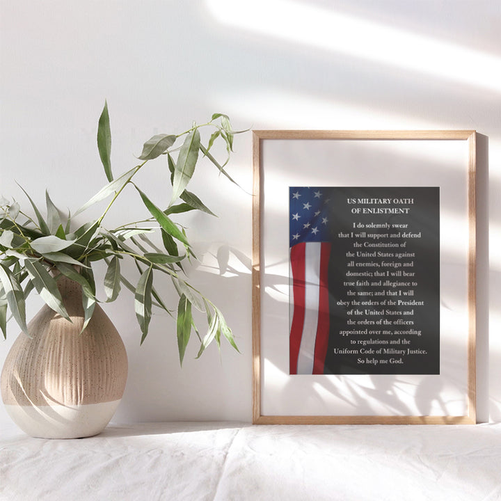 LARGE 11X14 - Oath of Enlistment - Military Decor - Patriotic Decorations - American Flag Wall Art - Veteran Wall Decor - Gift for Marine Corps, Army, Navy, Air Force, Coast Guard - USA Americana