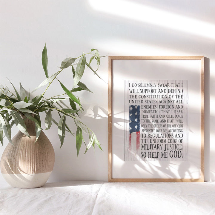 Patriotic American Wall Decor - Flag Wall Decor - Gift for Army, Navy, Marine Corps, Air Force, US Military Veterans - Sign Plaque for Home Office, Living Room - 8x10 Rustic Wall Art - Unframed