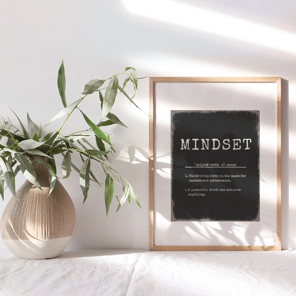 Mindset Inspirational Quotes Wall Decor - Encouraging positive Wall Art - Home Office Decorations for Entrepreneur - Personal Growth Motivational posters for Women, Men - Success Typography Wall Art