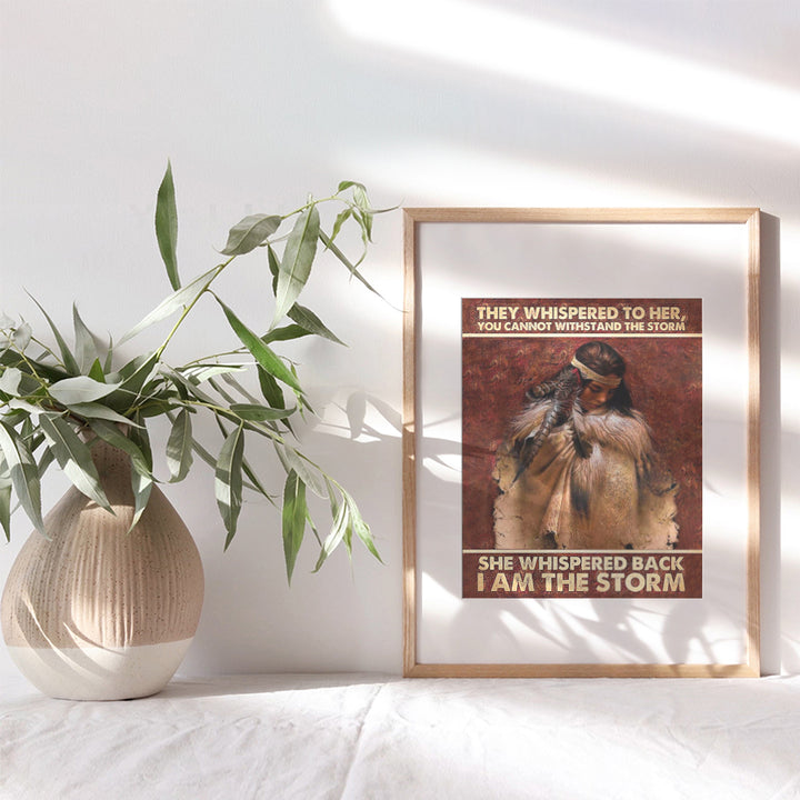 Boho Wall Decor for Women Girls Teens - I Am The Storm - Rustic Farmhouse Wall Decor - Inspiration Motivation Inspirational quote Wall Art - Country Western Decor - Native American Indian Style Decor