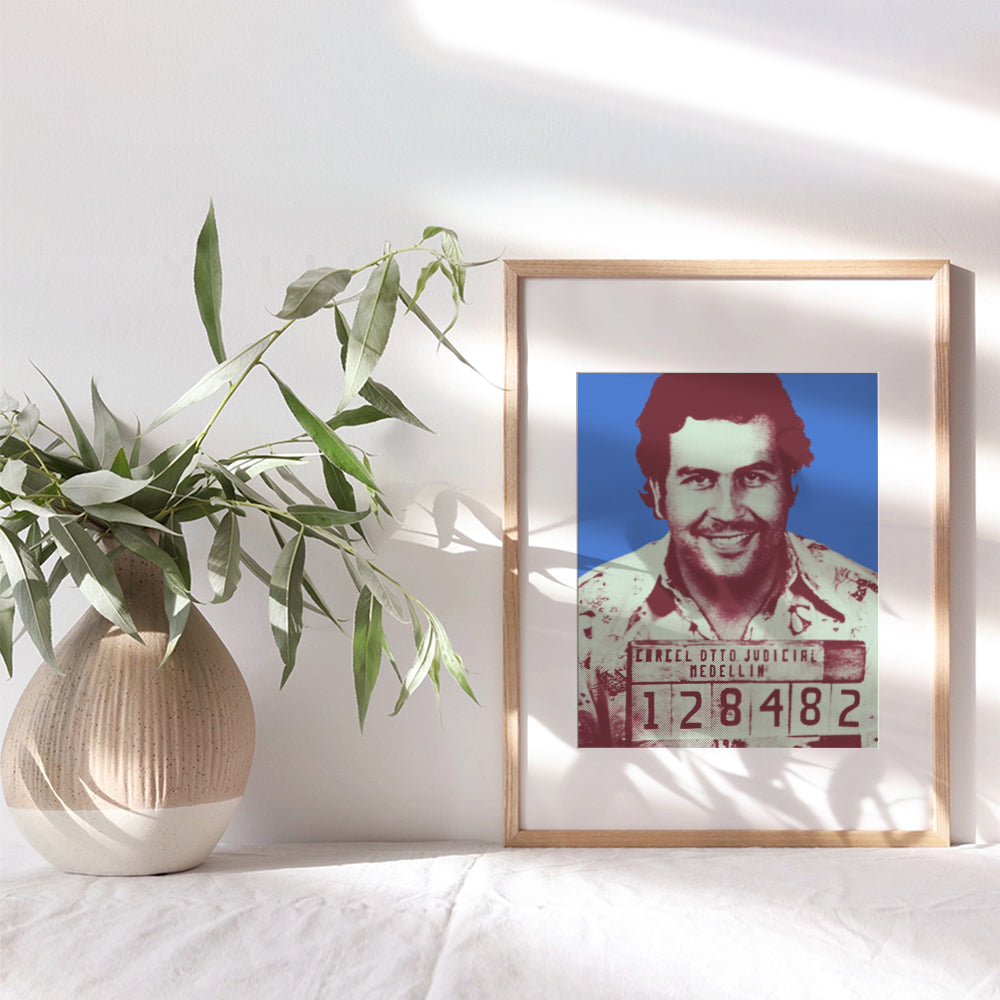 Pablo Escobar Mugshot Wall Art, Contemporary Home Decor - Andy Warhol Style Poster Print - Unique Room Decorations for Dorm Room, Apartment, Teens Room, Man Cave - A Great Gift - 8x10 Photo Unframed